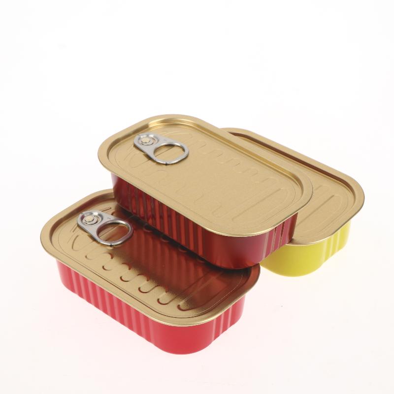 Food Storage Metal Box - กล่องโลหะทรงสี่เหลี่ยมขนาดเล็ก 2 ชิ้น พร้อมฝาปิดแบบดึงเปิด-ปิด สำหรับเก็บอาหารหรือใช้เป็นกล่องจัดเก็บอเนกประสงค์