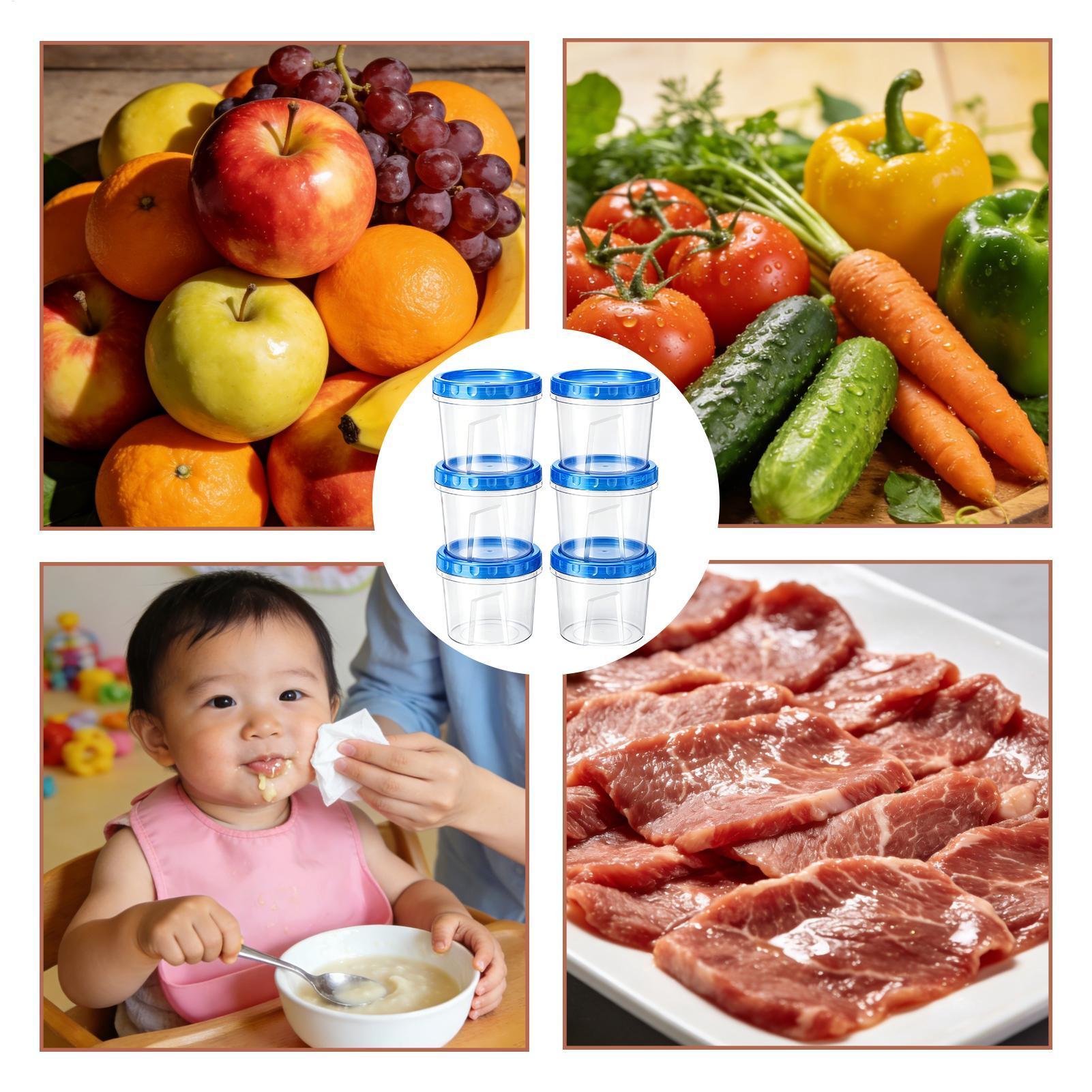 Food Storage Stackable Containers - ภาชนะแช่แข็งสำหรับเก็บอาหาร 6 ชิ้น 16 ออนซ์ ภาชนะเก็บอาหารแช่แข็งแบบซ้อนกันได้