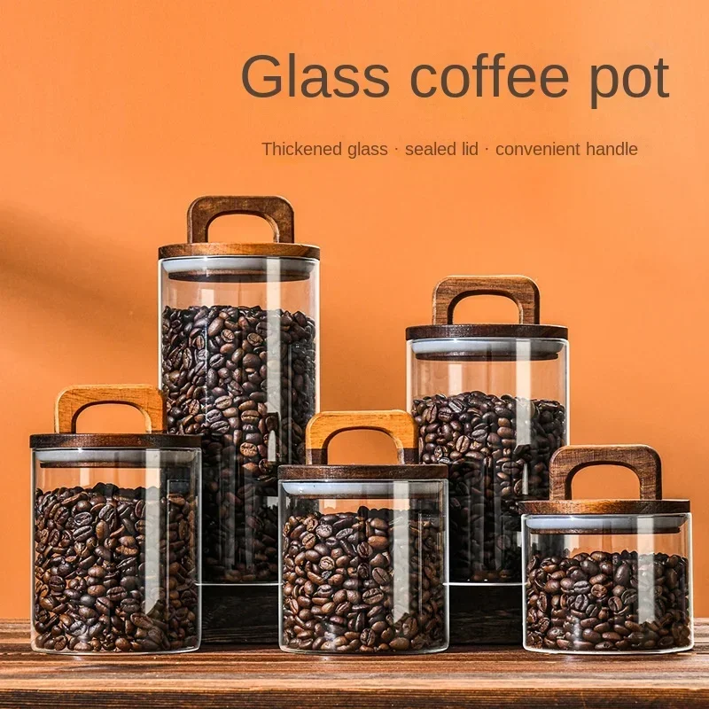 Food Storage Glass Container Set - 800-2100ml ไม้ฝาปิดแก้ว Jar 1 PC Airtight