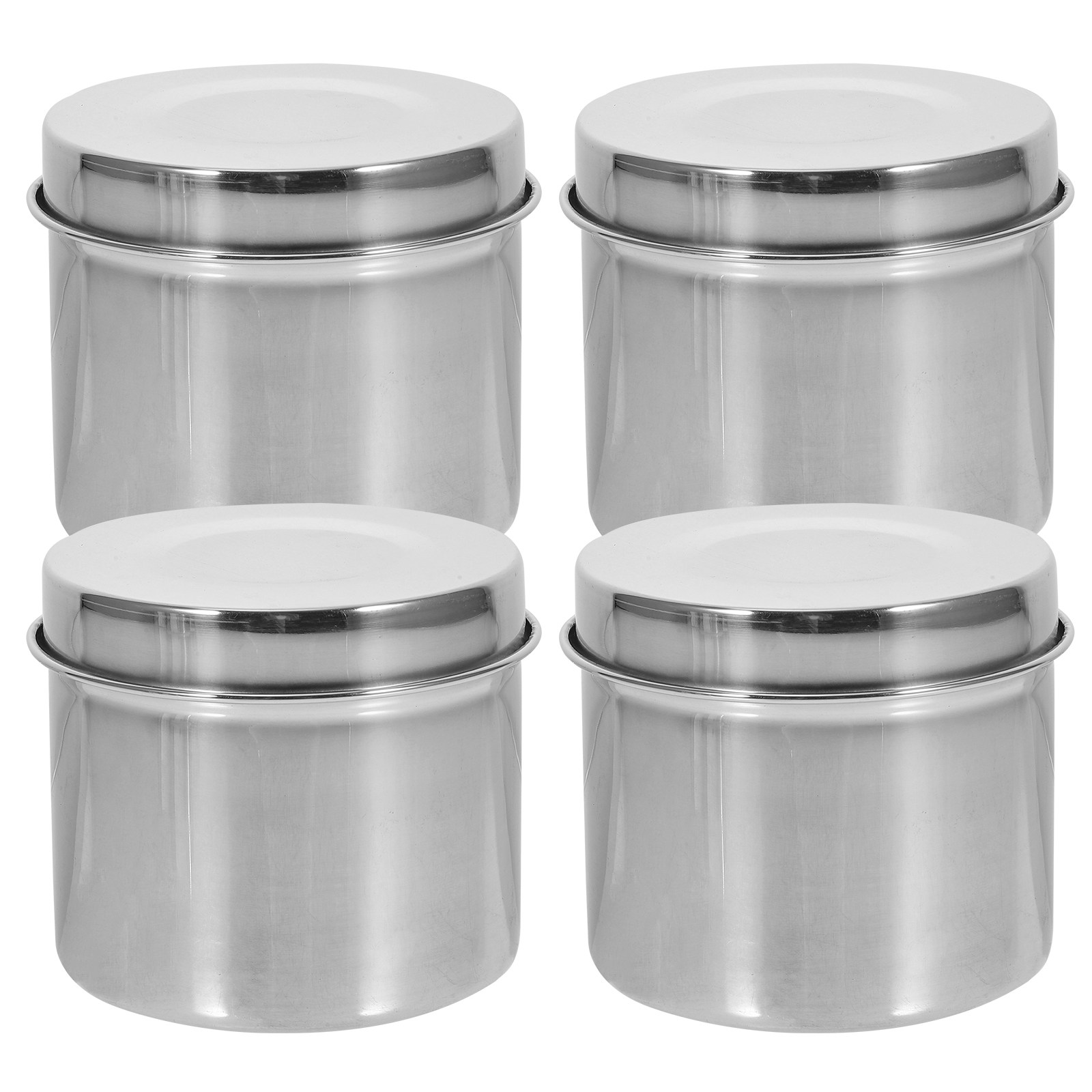 Food Storage Food Safety - กล่องเก็บอาหารสแตนเลสขัดเงา 4 ชิ้น กล่องอเนกประสงค์สำหรับโรงอาหารโรงเรียน ห้องปฏิบัติการมหาวิทยาลัย ปลอดภัยสำหรับอาหาร