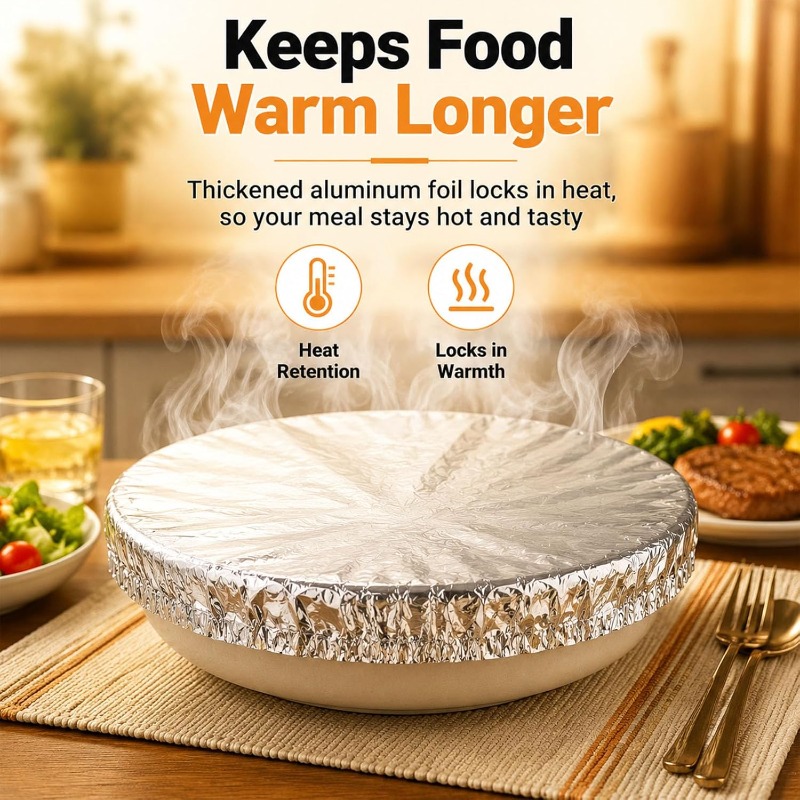 Food Storage With Colander - ฝาครอบอาหารแบบใช้แล้วทิ้ง ทำจากอลูมิเนียมฟอยล์ สำหรับเก็บรักษาความสดของผลไม้ ฝาปิดฉนวนกันความร้อนสำหรับครัว ใช้ในบ้าน