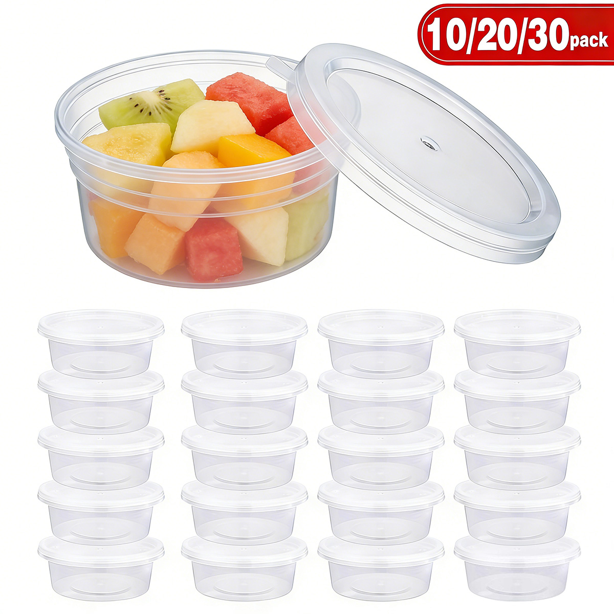 Food Storage With Colander - 10/20/40 แพ็ค ภาชนะใส่สไลม์ขนาดเล็กพร้อมฝาปิด, ภาชนะใส่เครื่องปรุงรส ถ้วยพลาสติกสำหรับใส่อาหาร