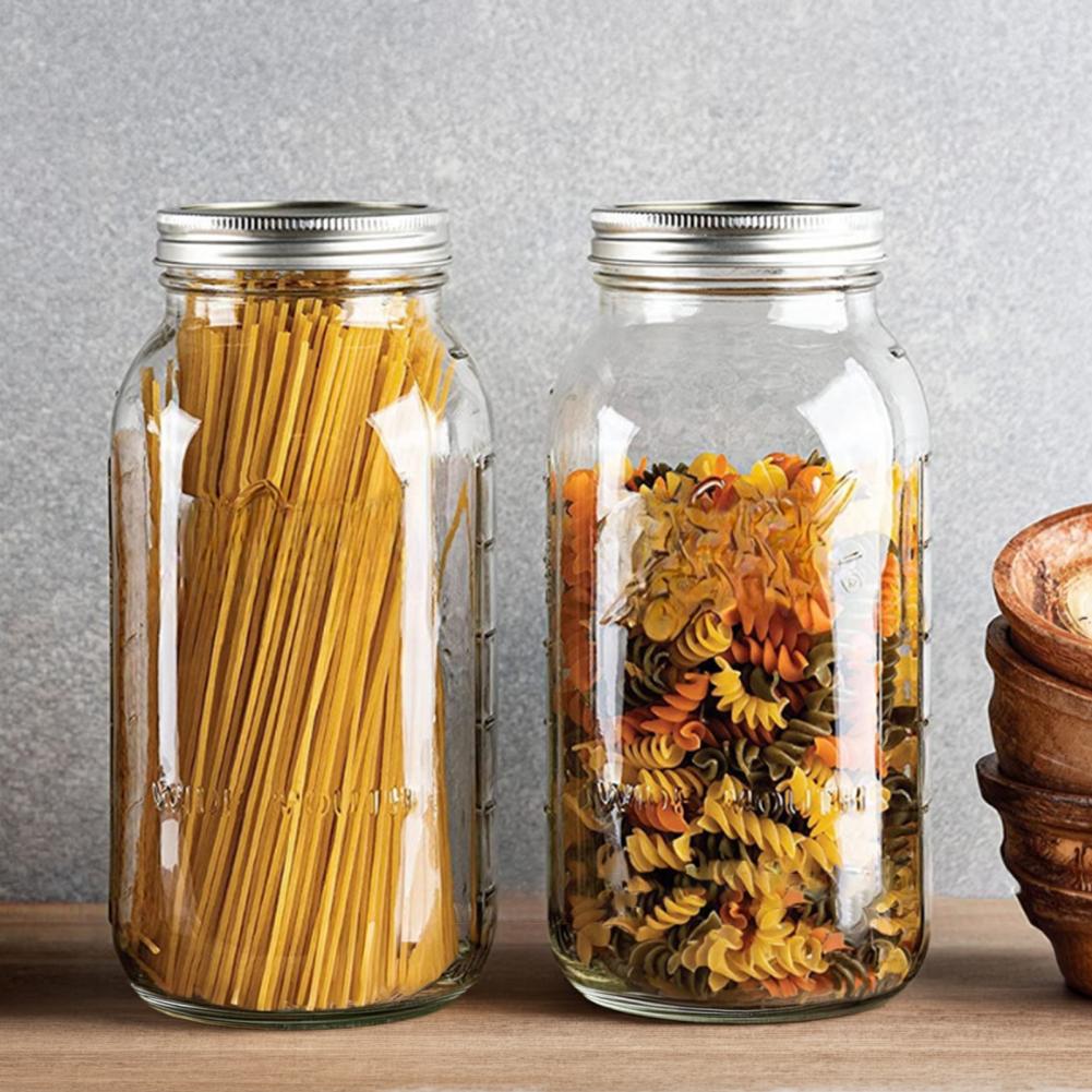Food Storage Glass Containers Large - ขวดแก้วเมสันปากกว้างขนาด 2000 มล. ขวดเก็บอาหารขนาดใหญ่พร้อมฝาปิด ภาชนะเก็บอาหารที่ปลอดภัยสำหรับการบรรจุกระป๋อง การดอง