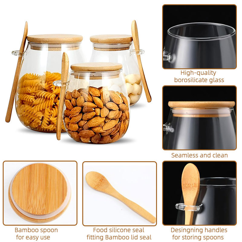 ขวดโหลแก้วปิดผนึกพร้อมช้อนและฝ - Food Storage Glass Container Set บทวิจารณ์และราคา