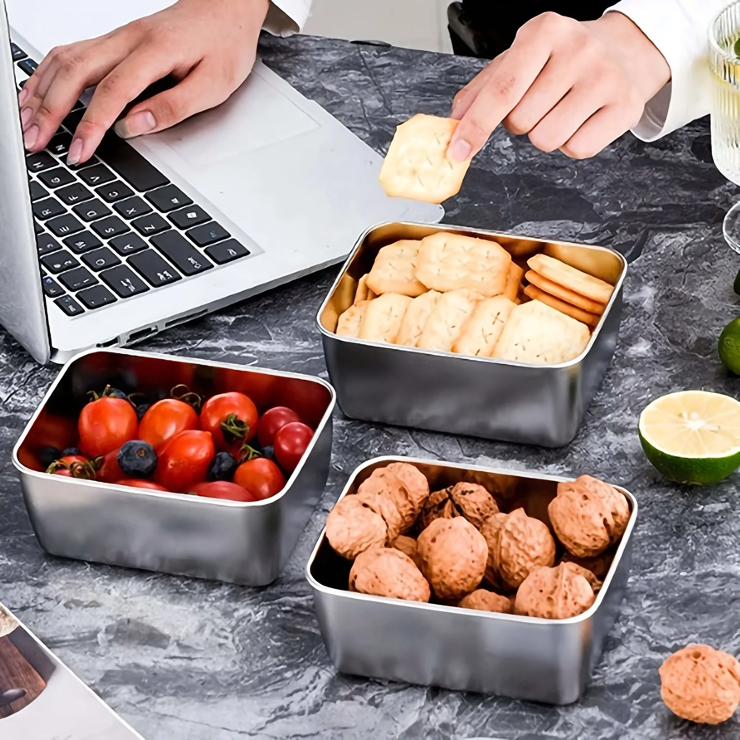 ชุดกล่องเก็บอาหารสแตนเลสพร้อมฝ - Food Storage Stackable Containers บทวิจารณ์และราคา