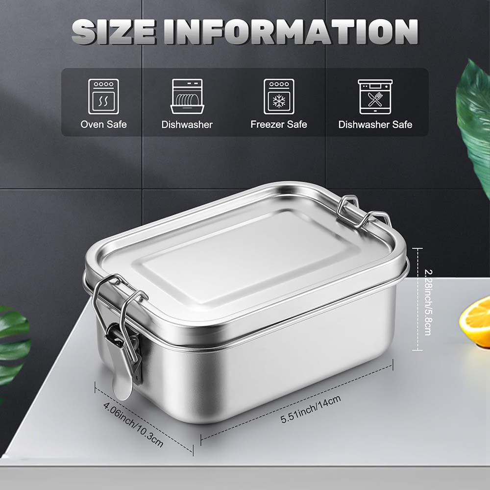 4 ชิ้นสแตนเลสสตีลกล่องเบนโตะโล - Food Storage Metal Box บทวิจารณ์และราคา