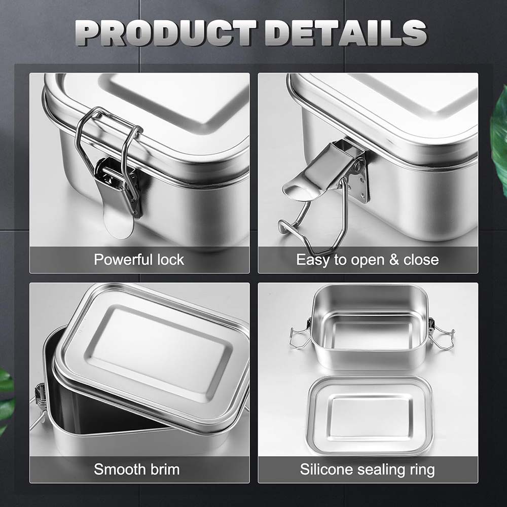 4 ชิ้นสแตนเลสสตีลกล่องเบนโตะโล - Food Storage Metal Box บทวิจารณ์และราคา