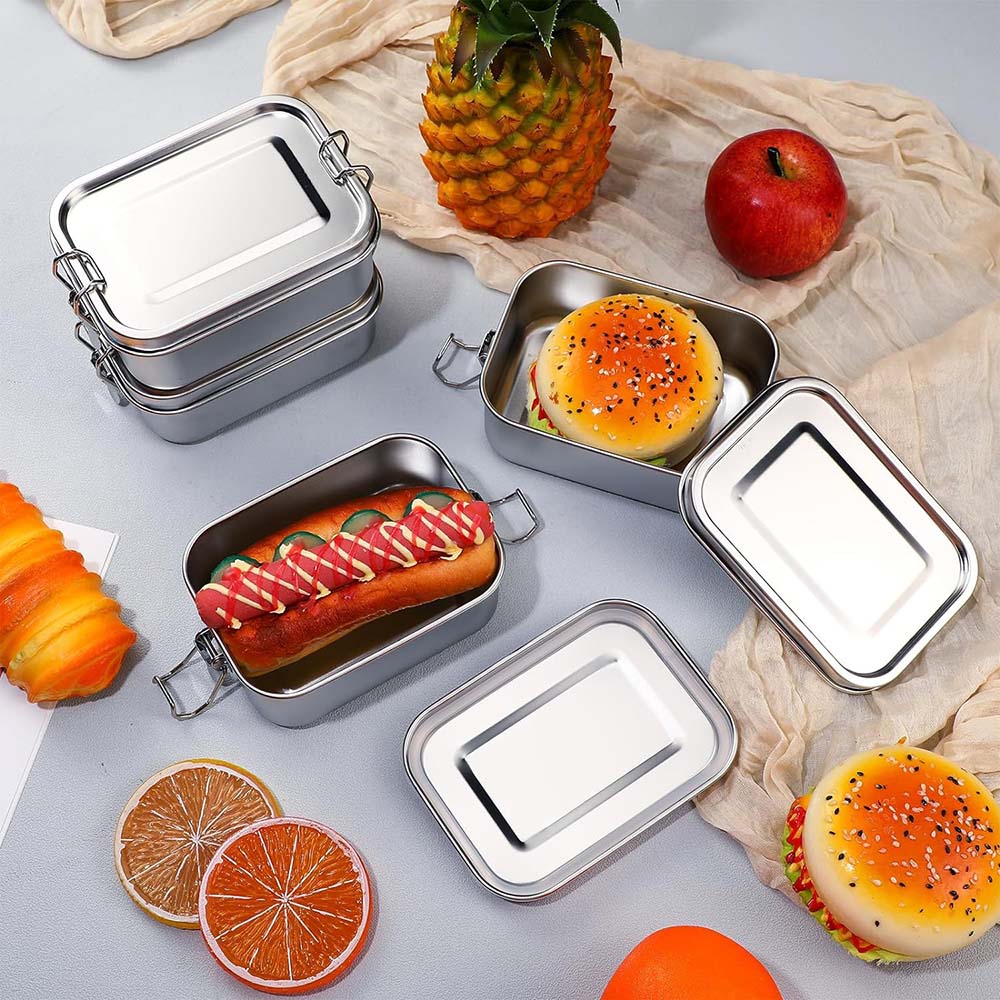 4 ชิ้นสแตนเลสสตีลกล่องเบนโตะโล - Food Storage Metal Box บทวิจารณ์และราคา
