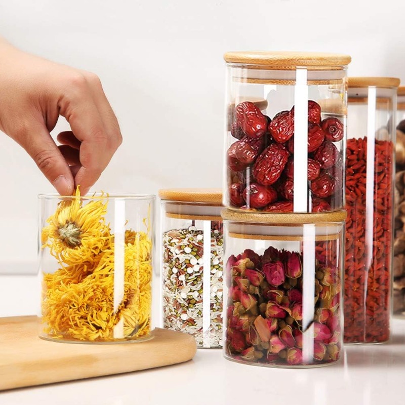 ชุดขวดแก้ว 12 ใบ พร้อมฝาปิดไม้ - Food Storage Glass Container Set บทวิจารณ์และราคา