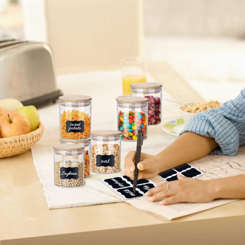 ชุดขวดแก้ว 12 ใบ พร้อมฝาปิดไม้ - Food Storage Glass Container Set บทวิจารณ์และราคา