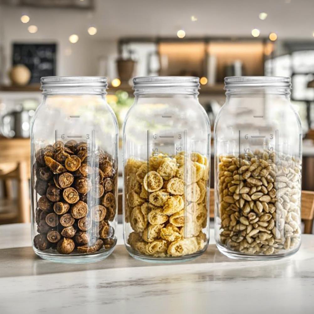 ขวดแก้วเมสันปากกว้างขนาด 2000  - Food Storage Glass Containers Large บทวิจารณ์และราคา