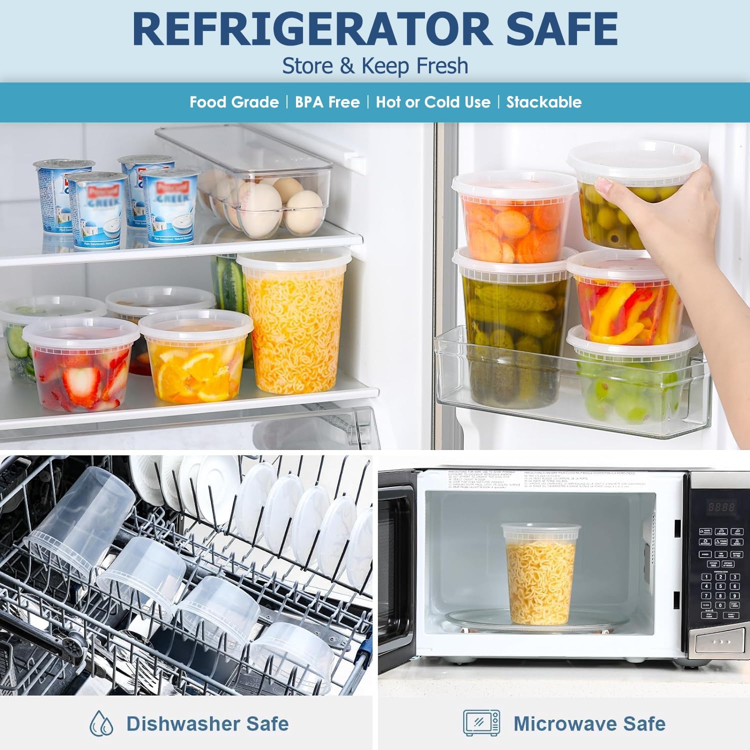 24 ชิ้น Deli ภาชนะเก็บอาหารพร้ - Food Storage Containers With Lids บทวิจารณ์และราคา