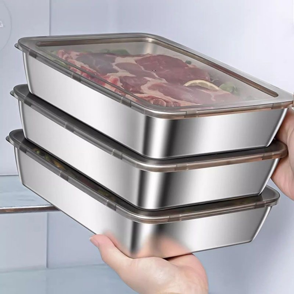 ถาดเสิร์ฟสแตนเลสเกรดอาหารพร้อม - Food Storage Design บทวิจารณ์และราคา