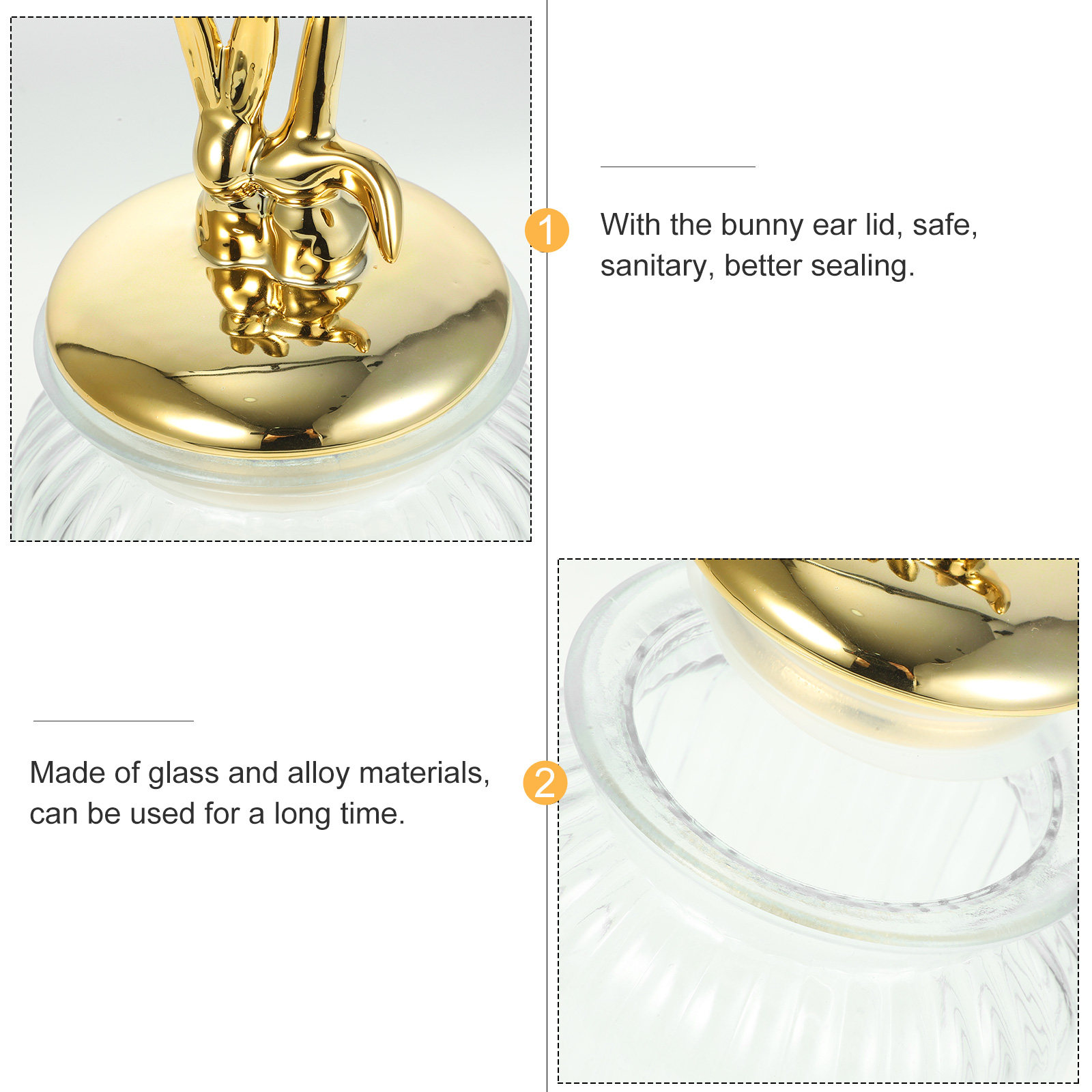 โหลแก้วใสทรงหูกระต่ายขนาดใหญ่  - Food Storage Glass Containers Large บทวิจารณ์และราคา