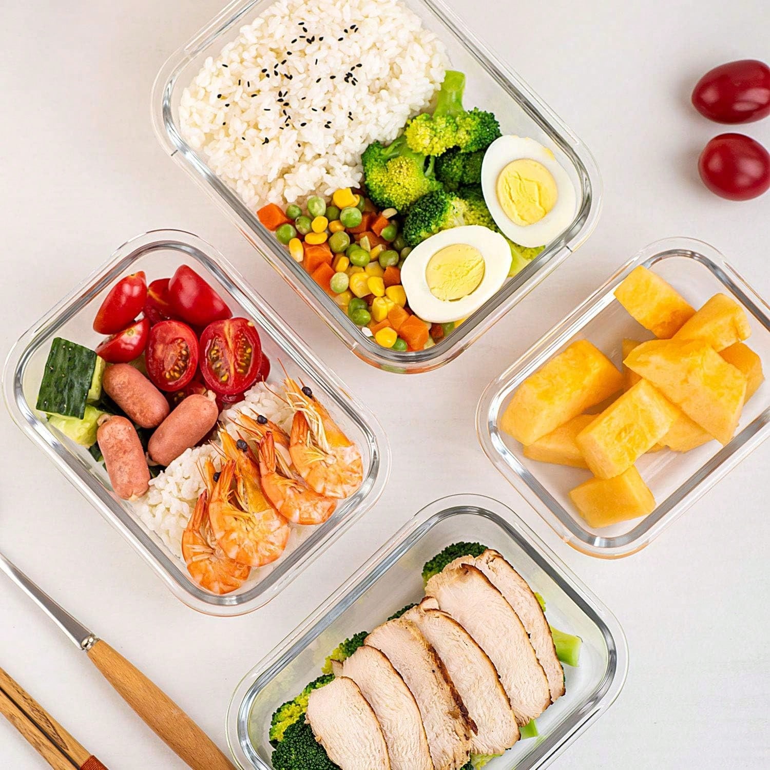ชุดกล่องแก้วสำหรับเตรียมอาหาร  - Food Storage With Colander บทวิจารณ์และราคา