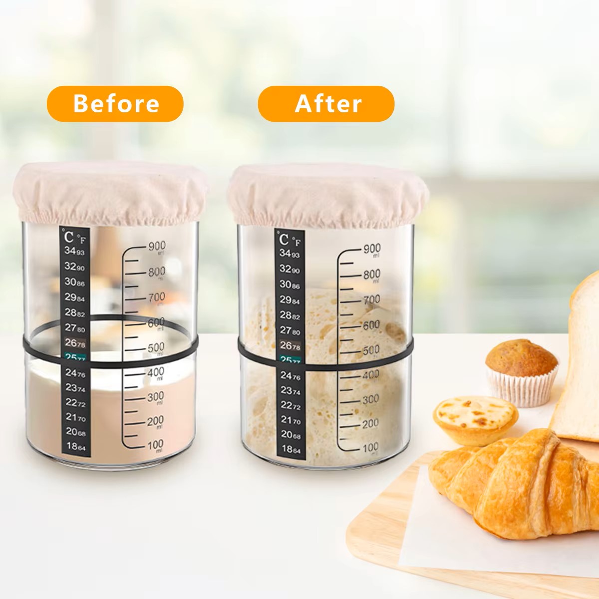 ชุดขวดแก้วใสสำหรับทำแป้งซาวโดว - Food Storage Glass Container Set บทวิจารณ์และราคา