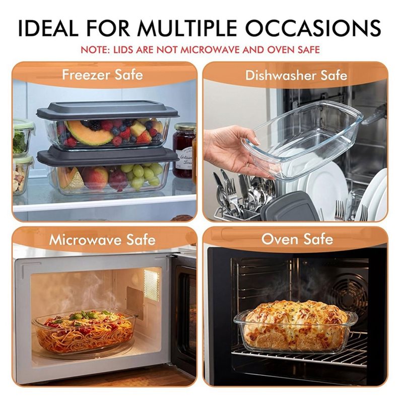 FYBL-Glass Loaf Pan, 2-Pack LA - Food Storage Glass Containers Large บทวิจารณ์และราคา